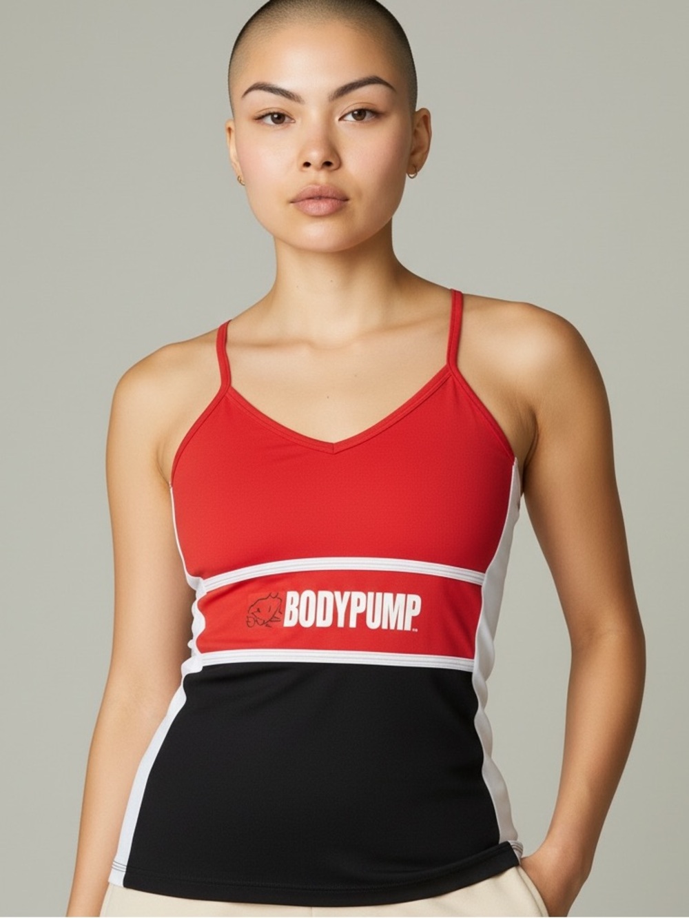 LesMills Red, White, & Black BODYPUMP exercise Tank Top - Sz M